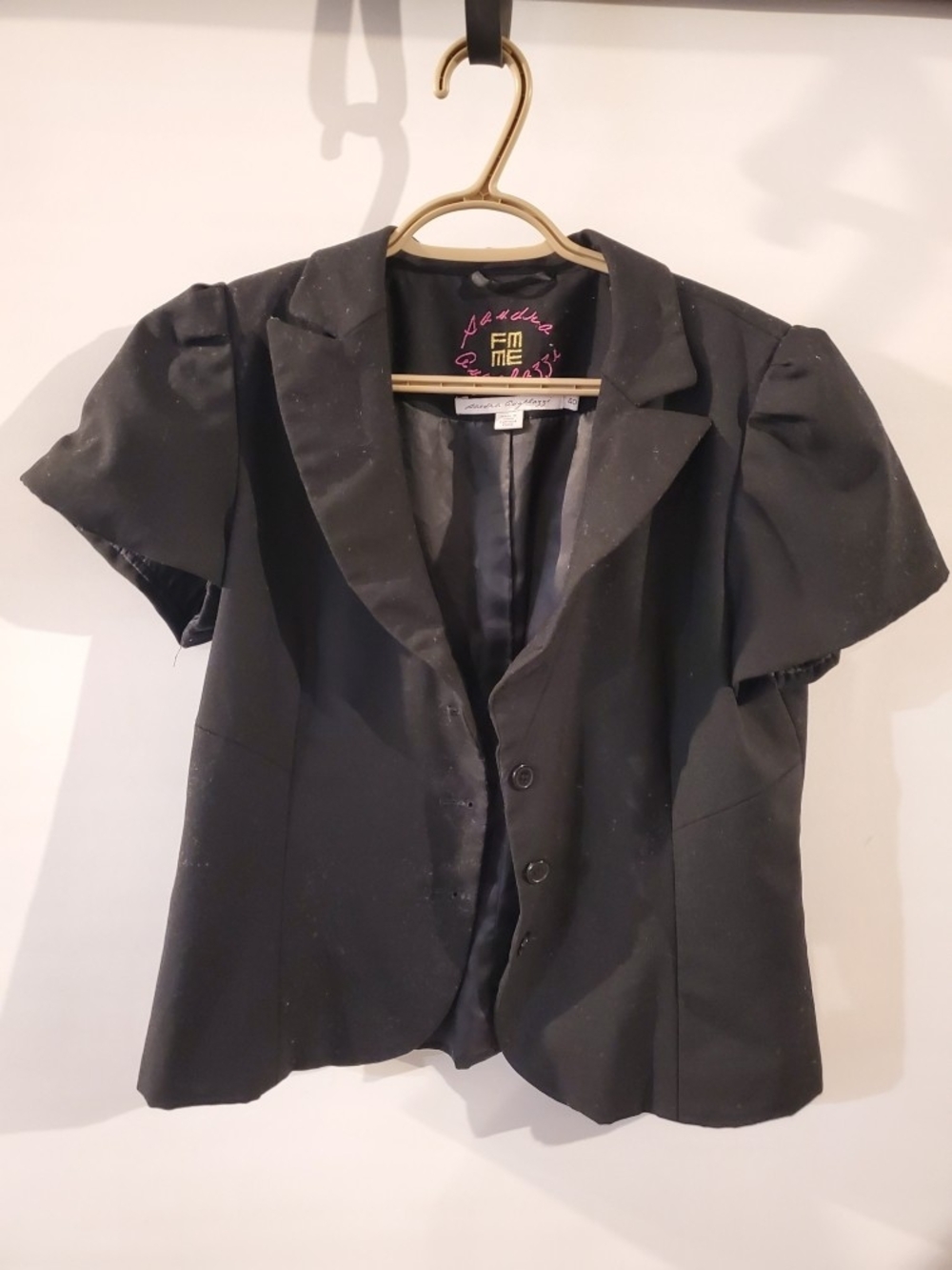 Femme Black Short-Sleeve Tailored Blazer